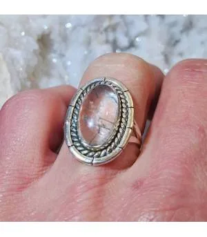 Bague argent vintage pierre naturelle quartz tourmaline