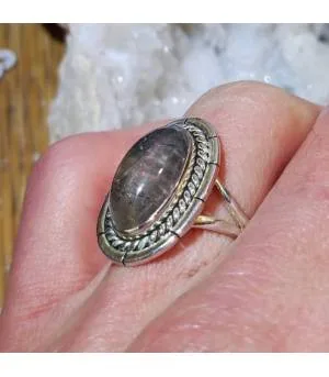 Bague argent vintage pierre naturelle quartz tourmaline