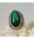 Bague ethnique en argent et pierre naturelle de malachite.