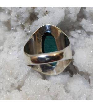 Bague ethnique en argent et pierre naturelle de malachite.