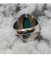 Bague ethnique en argent et pierre naturelle de malachite.