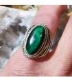 Bague ethnique en argent et pierre naturelle de malachite.