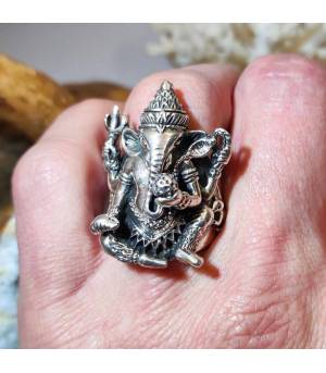 Bague "Ganesh" en argent dieu Indien