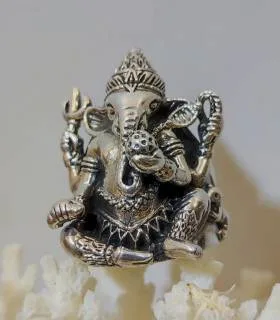 Bague "Ganesh" en argent dieu Indien
