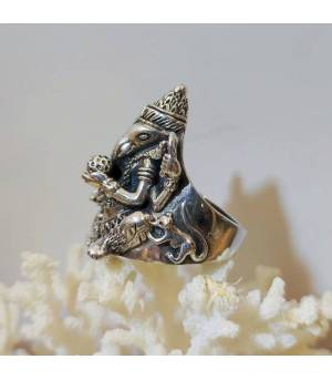 Bague "Ganesh" en argent dieu Indien