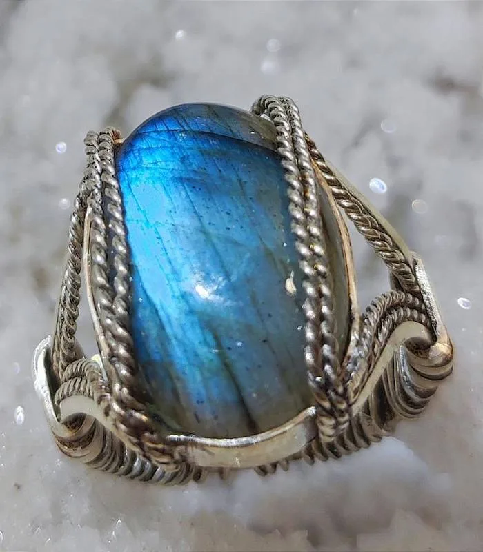 Bague Meghamaya – Argent 925 & Labradorite