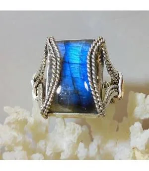Bague Pravaalya – Argent 925 & Labradorite
