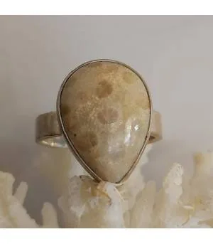 Bague argent corail fossilisé Shantilight