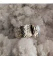 Bague ethnique argent martelé pierre naturelle d'agate dendritique