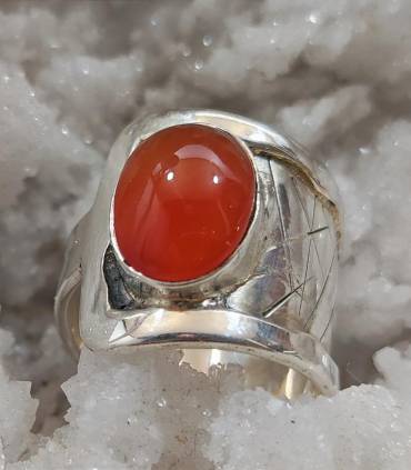 Bague ethnique en argent pierre naturelle cornaline
