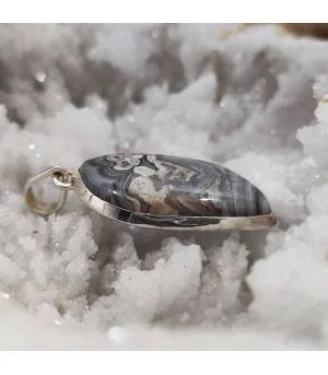 Pendentif en argent et pierre naturelle d'agate crazy lace