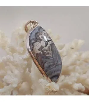 Pendentif en argent et pierre naturelle d'agate crazy lace