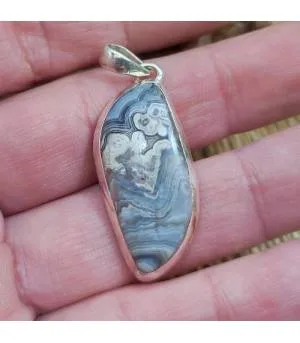 Pendentif en argent et pierre naturelle d'agate crazy lace