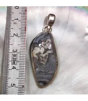 Pendentif en argent et pierre naturelle d'agate crazy lace