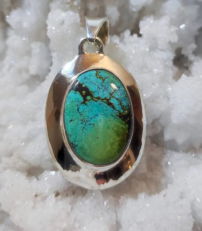 Pendentif Neela-Pravaha – Argent 925 & Turquoise