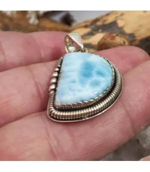 Pendentif argent pierre naturelle de larimar Shantilight