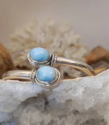 Bracelet argent bijoux ethniques pierres naturelles Larimar Shantilight