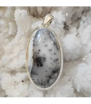Pendentif argent pierre naturelle d'agate dendritique