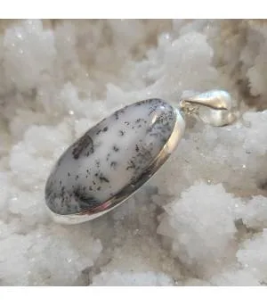 Pendentif argent pierre naturelle d'agate dendritique