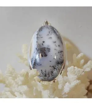 Pendentif argent pierre naturelle d'agate dendritique