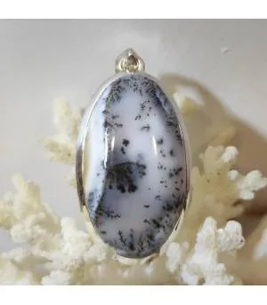 Pendentif argent pierre naturelle d'agate dendritique