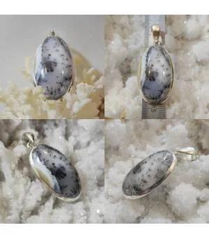 Pendentif argent pierre naturelle d'agate dendritique