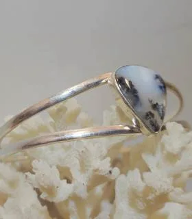 Bracelet jonc argent style ethnique agate dendritique