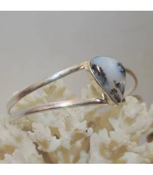 Bracelet jonc argent style ethnique agate dendritique