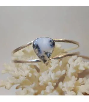 Bracelet jonc argent style ethnique agate dendritique