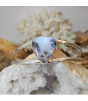 Bracelet jonc argent style ethnique agate dendritique