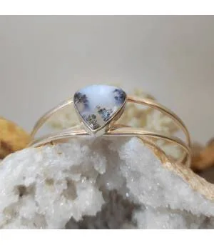 Bracelet jonc argent style ethnique agate dendritique