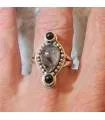 Bague ethnique argent pierres naturelles onyx quartz rutilé
