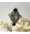 Bague ethnique argent pierres naturelles onyx quartz rutilé