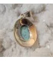 Pendentif ethnique et moderne argent et pierre naturelle de larimar
