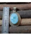 Pendentif ethnique et moderne argent et pierre naturelle de larimar