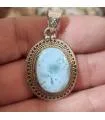 Pendentif ethnique et moderne argent et pierre naturelle de larimar