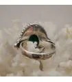 Bague ethnique en argent et pierre naturelle d'émeraude