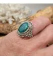 Bague ethnique en argent et pierre naturelle d'émeraude