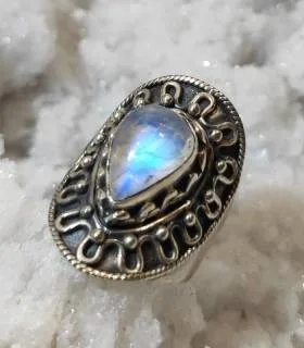 Bague Rajanigandha-Shetra – Argent 925 & Pierre de lune