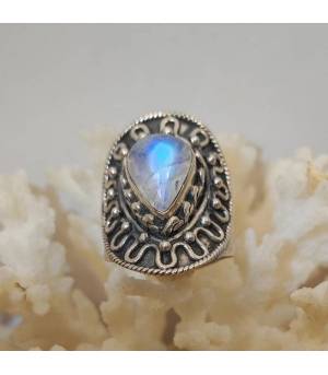 Bague Rajanigandha-Shetra – Argent 925 & Pierre de lune