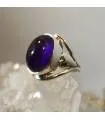 Bague argent feuille pierre naturelle améthyste