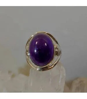 Bague argent feuille pierre naturelle améthyste