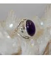 Bague argent feuille pierre naturelle améthyste