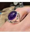 Bague argent feuille pierre naturelle améthyste