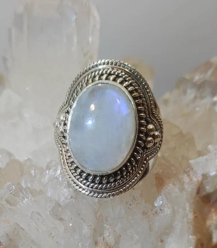 Bague Yamini-Mahira – Argent 925 & Pierre de Lune
