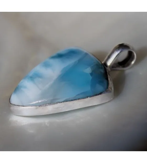 Pendentif argent bijoux indiens pierre naturelle larimar shantilight Pendentif argent bijoux indiens pierre naturelle larimar shantilight