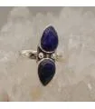 Bague en argent duo de saphir pierres naturelles
