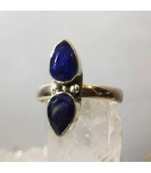Bague en argent duo de saphir pierres naturelles