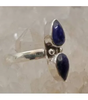 Bague en argent duo de saphir pierres naturelles