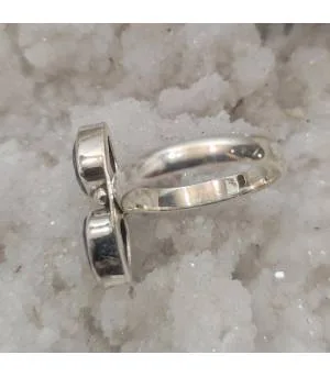 Bague en argent duo de saphir pierres naturelles